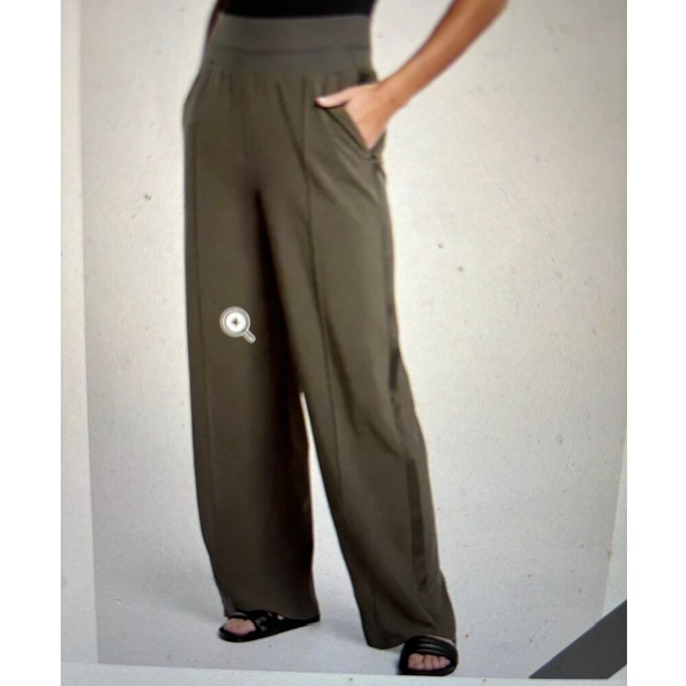 Athleta Nolita Wide Leg Pants Mountain Olive Green SZ 4